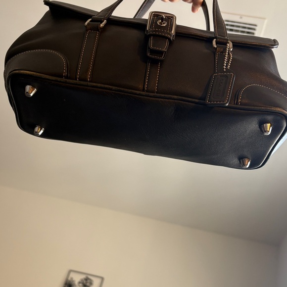 Vintage Coach Hamptons Black Leather Flap Satchel | 9267 | Hangtag | LIKE-NEW - Picture 5 of 12